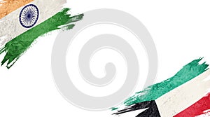 Flags of India andÃÂ Kuwait on White Background